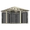 Paviljong med myggnät och ljusslinga LED gräddvit vidaXL 3 x 3 x 2.73 m – miniatyr 2