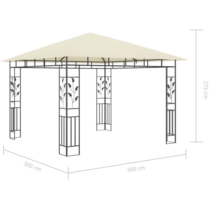 Paviljong med myggnät och ljusslinga LED gräddvit vidaXL 3 x 3 x 2.73 m – bild 11