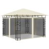 Paviljong med myggnät och ljusslinga LED gräddvit vidaXL 3 x 3 x 2.73 m – miniatyr 3