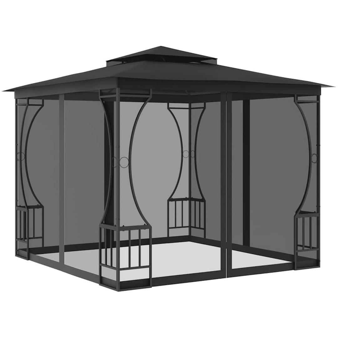 Paviljong med nät antracit vidaXL 300 x 300 x 265 cm – bild 2