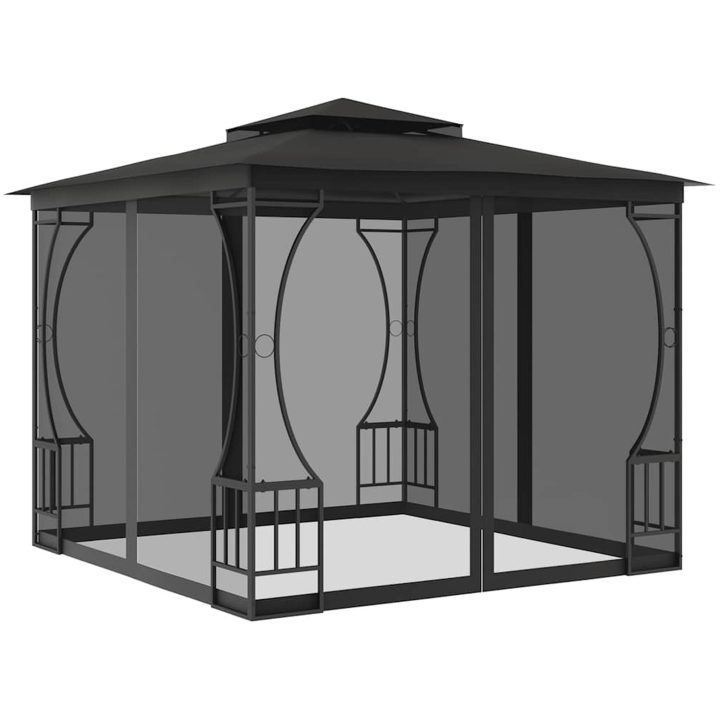 Paviljong med nät antracit vidaXL 300 x 300 x 265 cm – bild 2