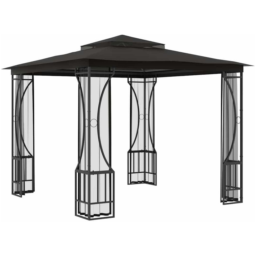 Paviljong med nät antracit vidaXL 300 x 300 x 265 cm – bild 3
