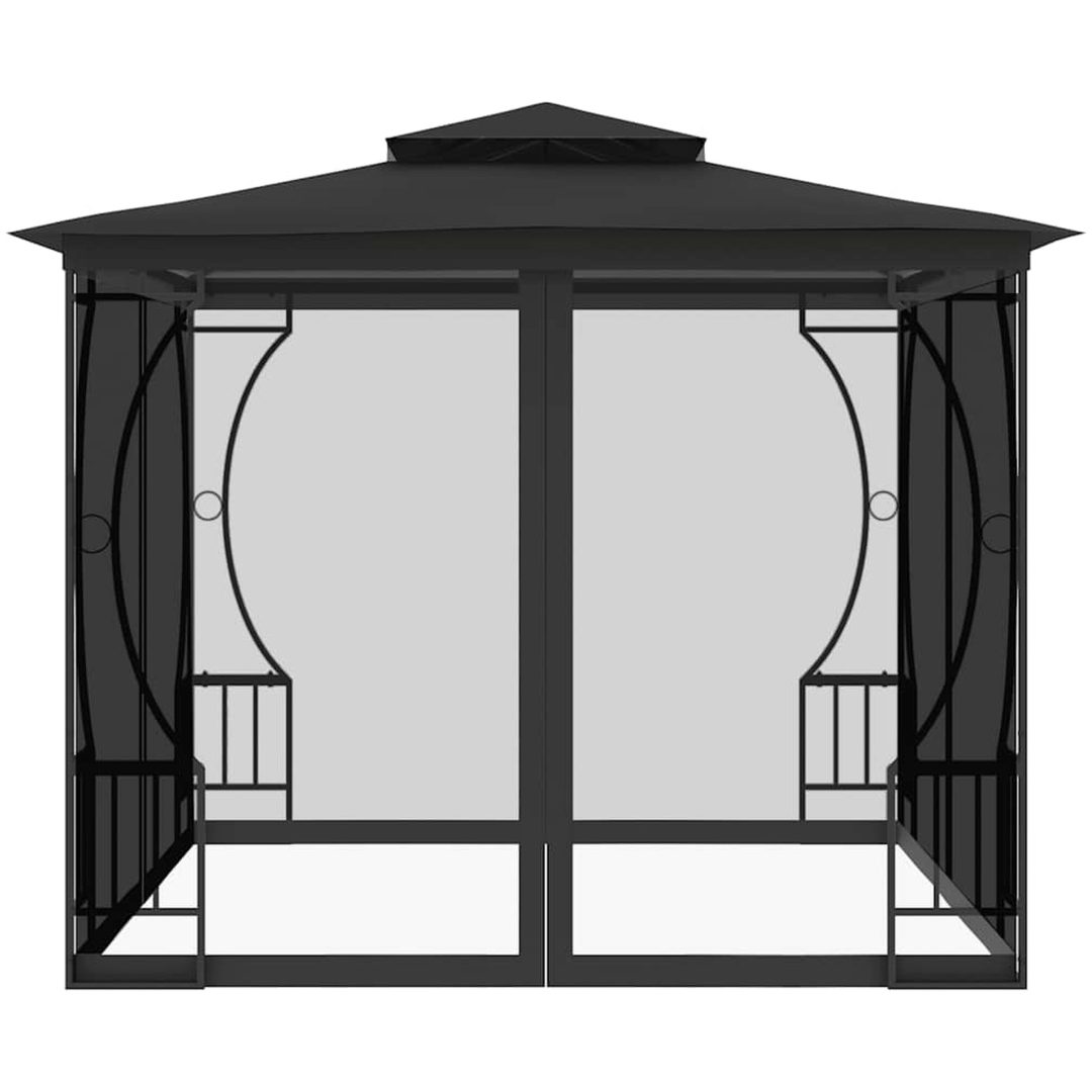 Paviljong med nät antracit vidaXL 300 x 300 x 265 cm – bild 4