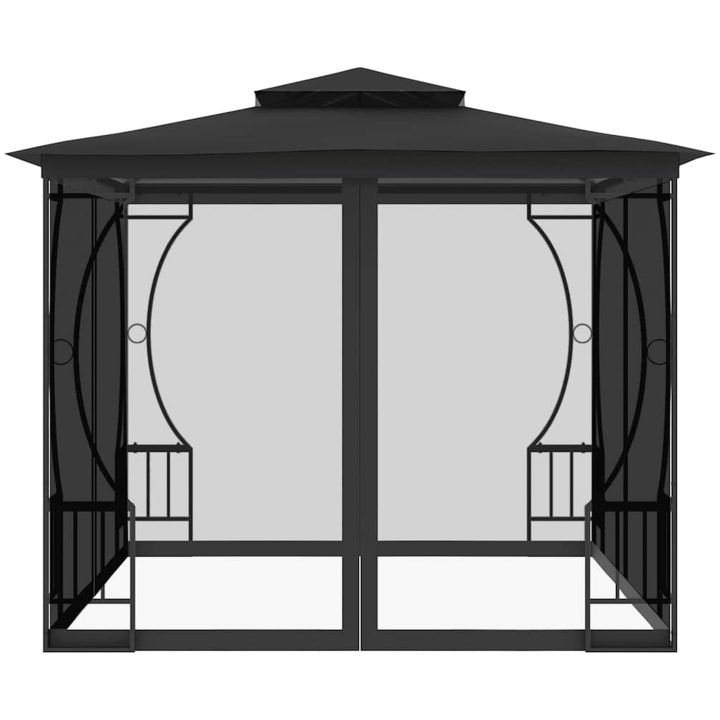 Paviljong med nät antracit vidaXL 300 x 300 x 265 cm – bild 4