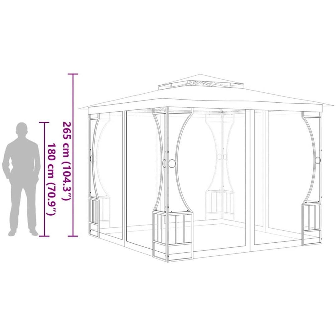 Paviljong med nät antracit vidaXL 300 x 300 x 265 cm – bild 6