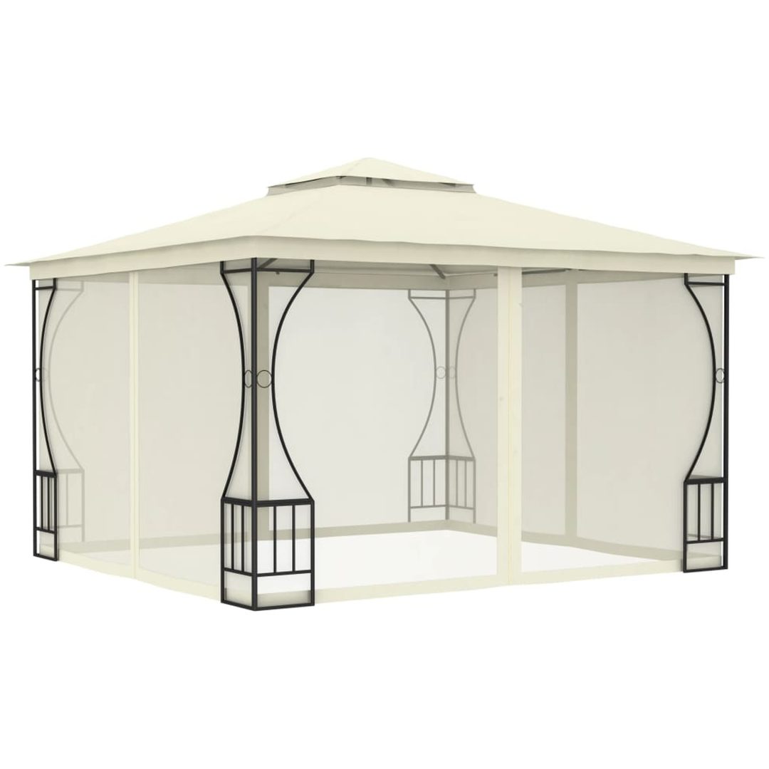 Paviljong med nät gräddvit vidaXL 300 x 300 x 265 cm – bild 2