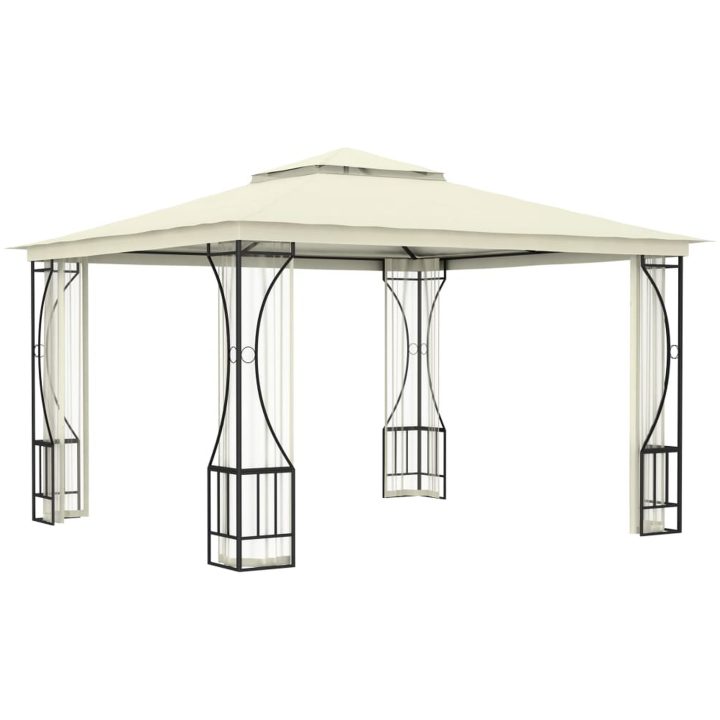 Paviljong med nät gräddvit vidaXL 300 x 300 x 265 cm – bild 4