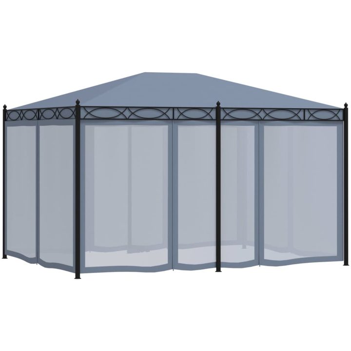 Paviljong med nätskärmar 3x4 m antracit stål vidaXL – bild 4