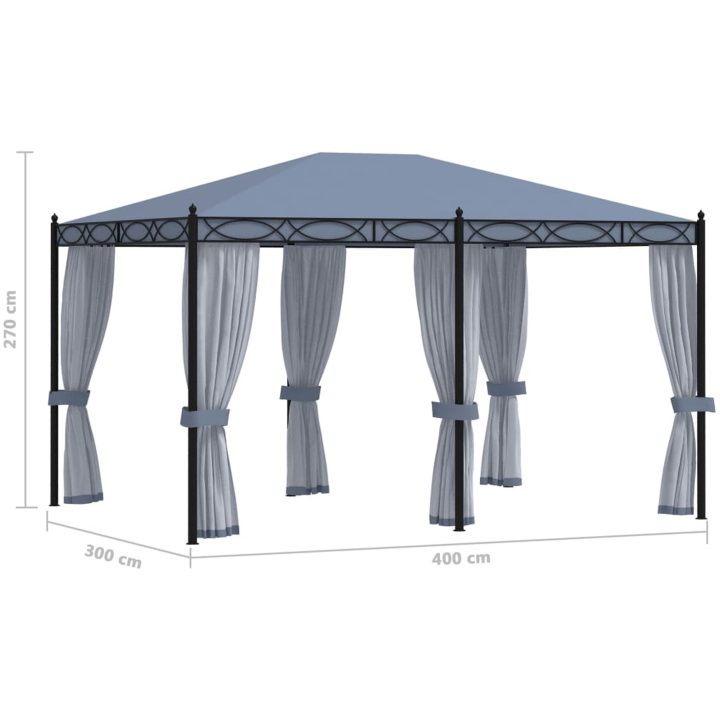 Paviljong med nätskärmar 3x4 m antracit stål vidaXL – bild 6