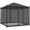 Paviljong med nätväggar antracit 2,93x2,93 m stål vidaXL – miniatyr 2