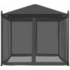 Paviljong med nätväggar antracit 2,93x2,93 m stål vidaXL – miniatyr 3