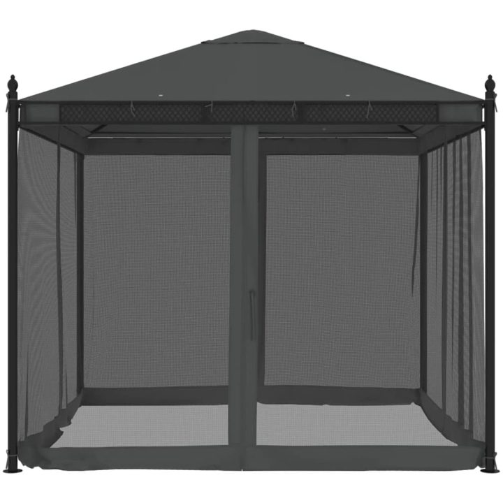 Paviljong med nätväggar antracit 2,93x2,93 m stål vidaXL – bild 3