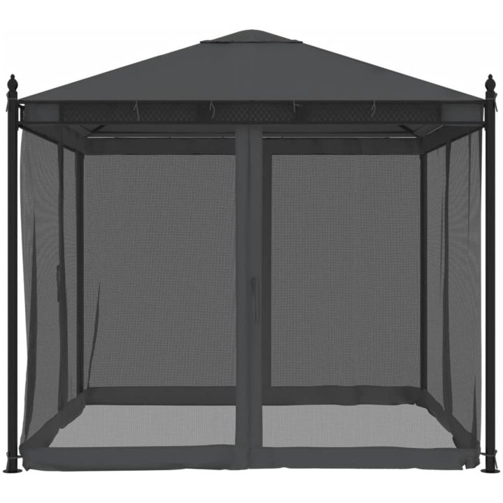 Paviljong med nätväggar antracit 2,93x2,93 m stål vidaXL – bild 4