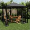 Paviljong med nätväggar antracit 2,93x2,93 m stål vidaXL – miniatyr 1
