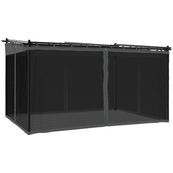 Paviljong med nätväggar antracit stål vidaXL 4 x 3 m – bild 2