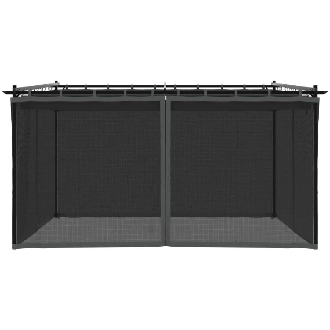 Paviljong med nätväggar antracit stål vidaXL 4 x 3 m – bild 4