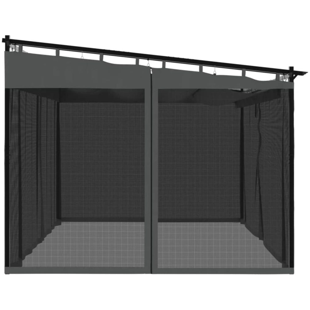 Paviljong med nätväggar antracit stål vidaXL 4 x 3 m – bild 5
