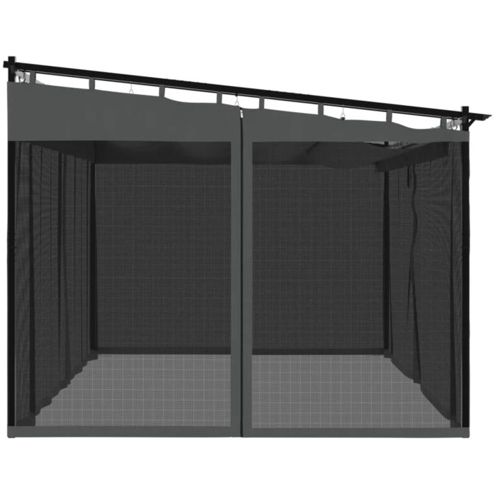 Paviljong med nätväggar antracit stål vidaXL 4 x 3 m – bild 5