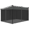 Paviljong med nätväggar antracit stål vidaXL 4 x 3 m – miniatyr 6