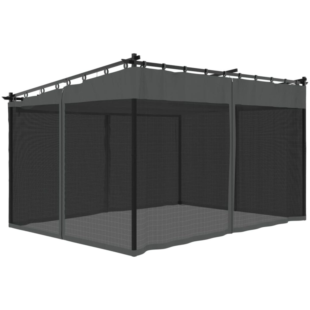 Paviljong med nätväggar antracit stål vidaXL 4 x 3 m – bild 6
