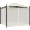 Paviljong med nätväggar gräddvit 2,93x2,93 m stål vidaXL – miniatyr 2