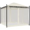 Paviljong med nätväggar gräddvit 2,93x2,93 m stål vidaXL – miniatyr 5