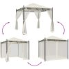 Paviljong med nätväggar gräddvit 2,93x2,93 m stål vidaXL – miniatyr 6