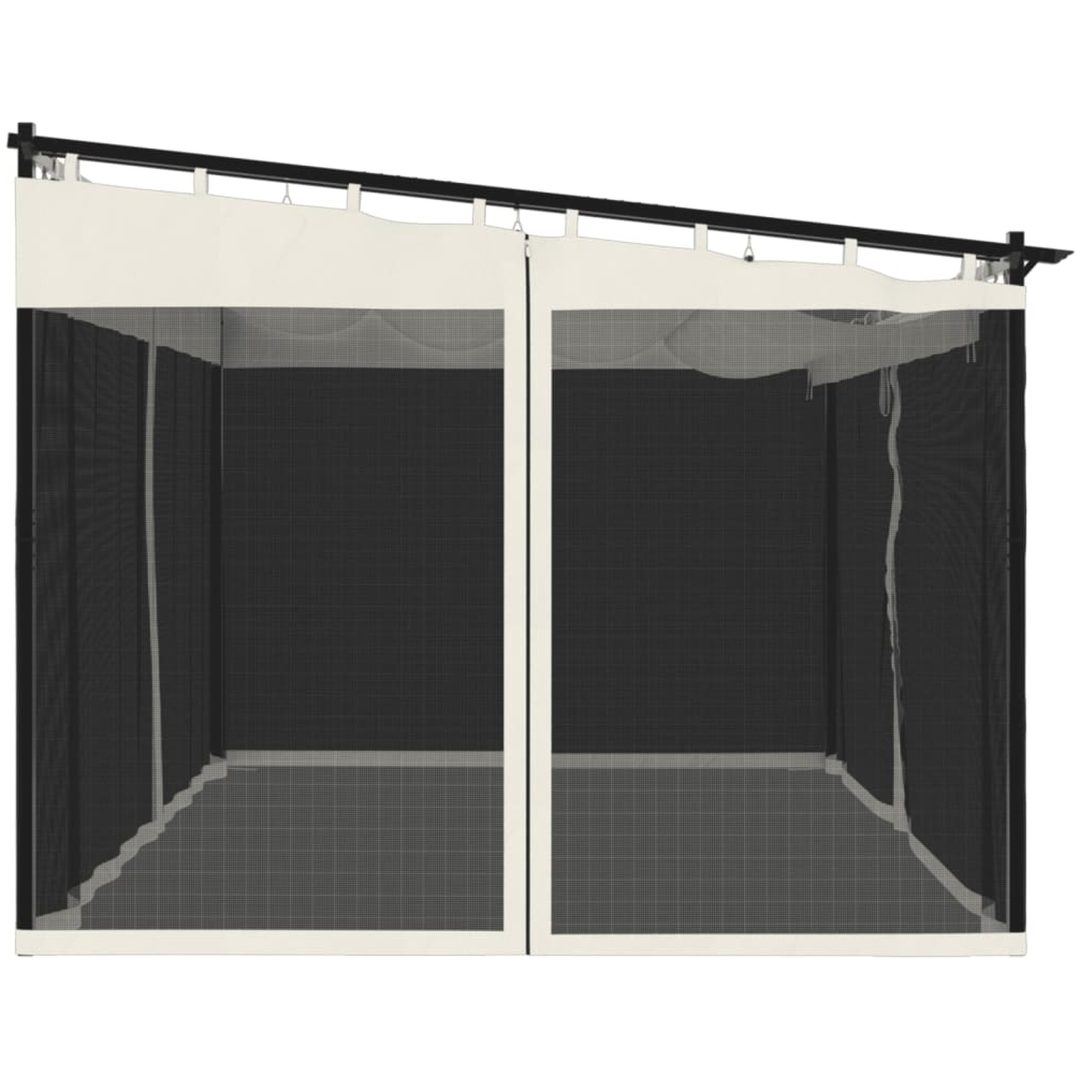Paviljong med nätväggar gräddvit stål vidaXL 4 x 3 m – bild 5