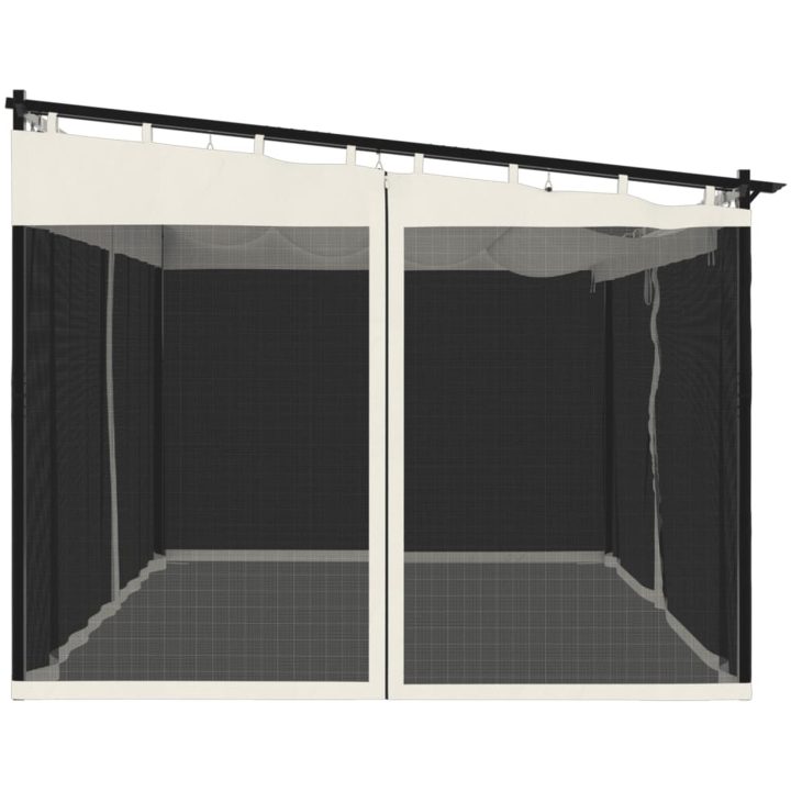 Paviljong med nätväggar gräddvit stål vidaXL 4 x 3 m – bild 5