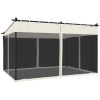 Paviljong med nätväggar gräddvit stål vidaXL 4 x 3 m – miniatyr 6
