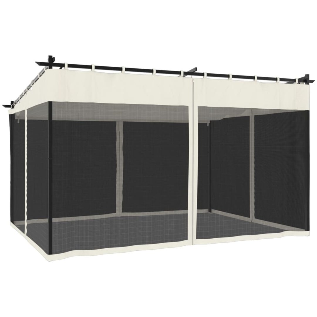 Paviljong med nätväggar gräddvit stål vidaXL 4 x 3 m – bild 6