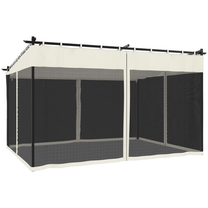 Paviljong med nätväggar gräddvit stål vidaXL 4 x 3 m – bild 6