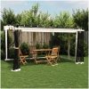 Paviljong med nätväggar gräddvit stål vidaXL 4 x 3 m – miniatyr 1