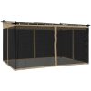 Paviljong med nätväggar taupe stål vidaXL 4 x 3 m – miniatyr 2