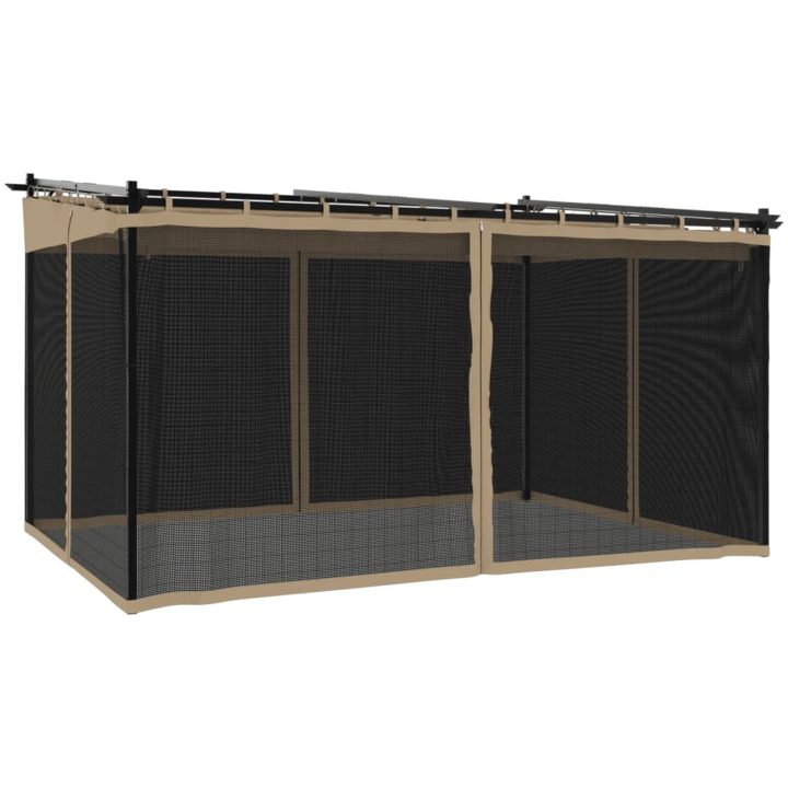 Paviljong med nätväggar taupe stål vidaXL 4 x 3 m – bild 2