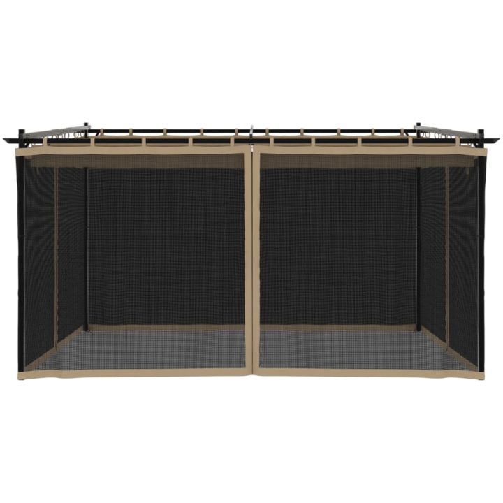 Paviljong med nätväggar taupe stål vidaXL 4 x 3 m – bild 4