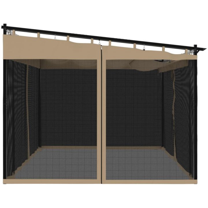 Paviljong med nätväggar taupe stål vidaXL 4 x 3 m – bild 5