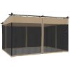 Paviljong med nätväggar taupe stål vidaXL 4 x 3 m – miniatyr 6