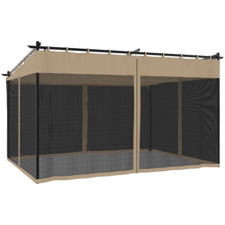 Paviljong med nätväggar taupe stål vidaXL 4 x 3 m – bild 6
