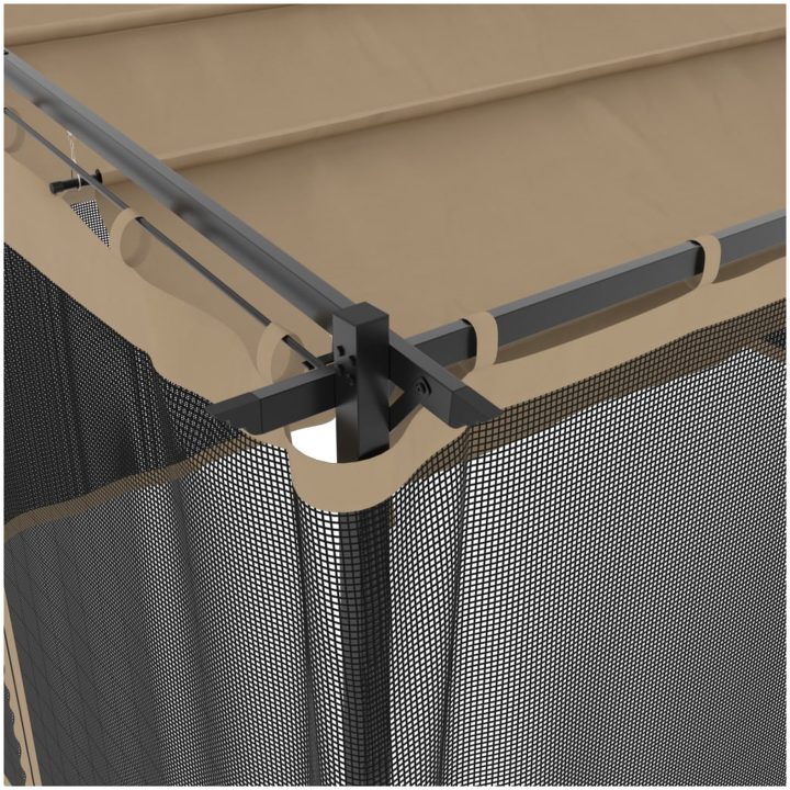 Paviljong med nätväggar taupe stål vidaXL 4 x 3 m – bild 7