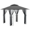 Paviljong med sidoväggar antracit stål vidaXL 300 x 300 x 270 cm – miniatyr 2