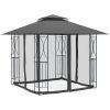 Paviljong med sidoväggar antracit stål vidaXL 300 x 300 x 270 cm – miniatyr 3