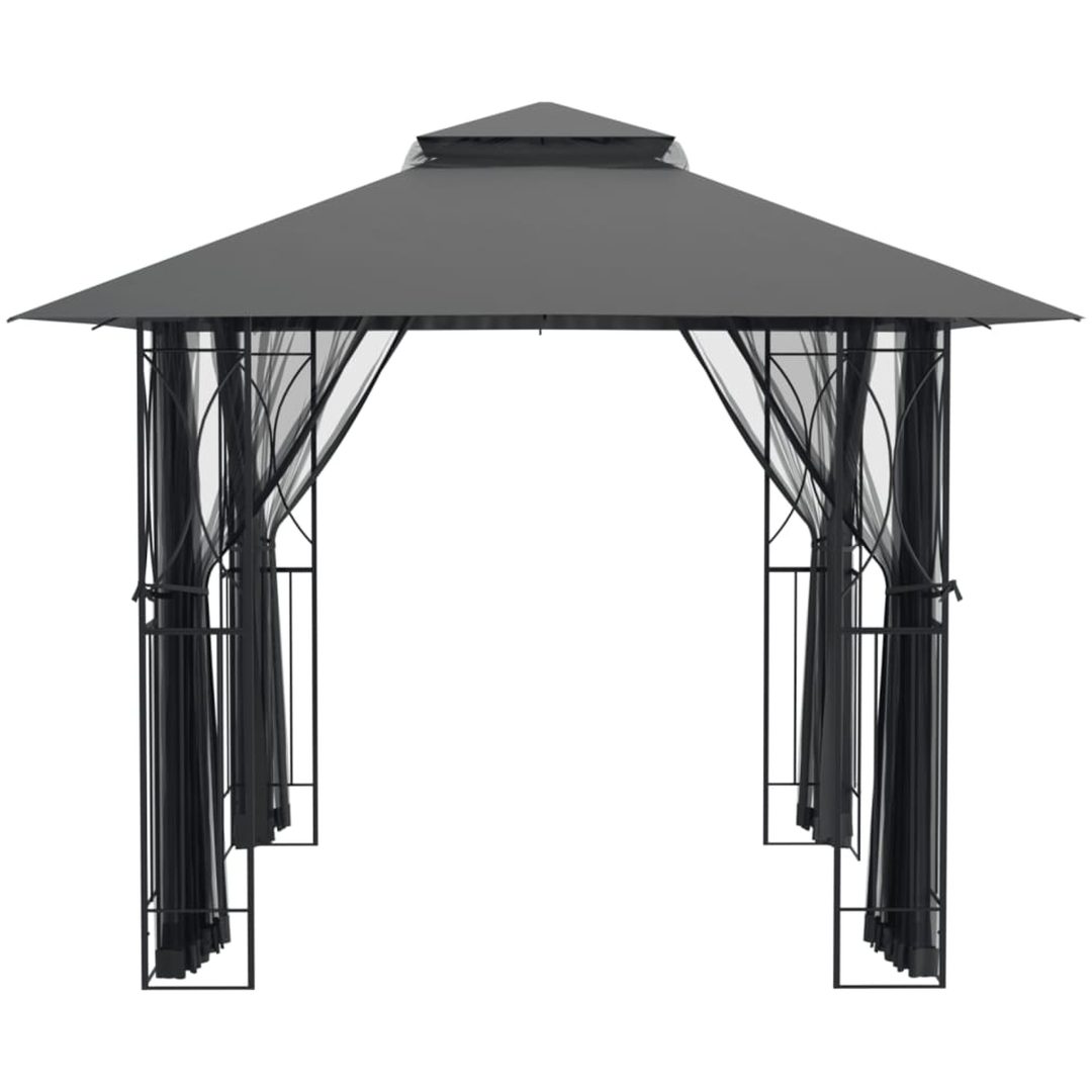 Paviljong med sidoväggar antracit stål vidaXL 300 x 300 x 270 cm – bild 4