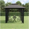 Paviljong med sidoväggar antracit stål vidaXL 300 x 300 x 270 cm – miniatyr 1
