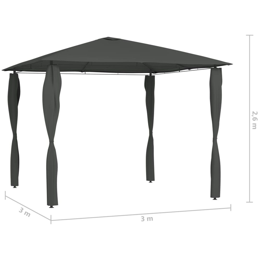 Paviljong med stolpar antracit 160 g/m² vidaXL 3 x 3 x 2.6 m – bild 4
