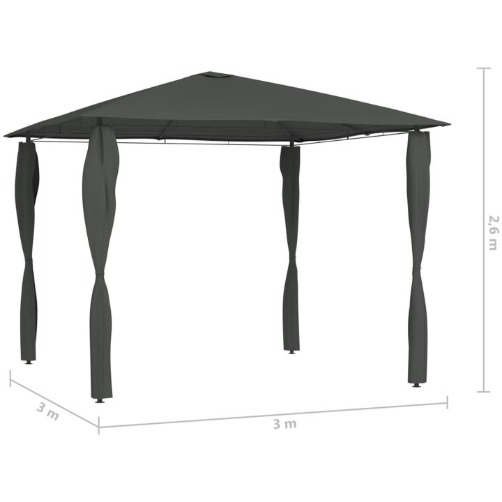 Paviljong med stolpar antracit 160 g/m² vidaXL 3 x 3 x 2.6 m – bild 4