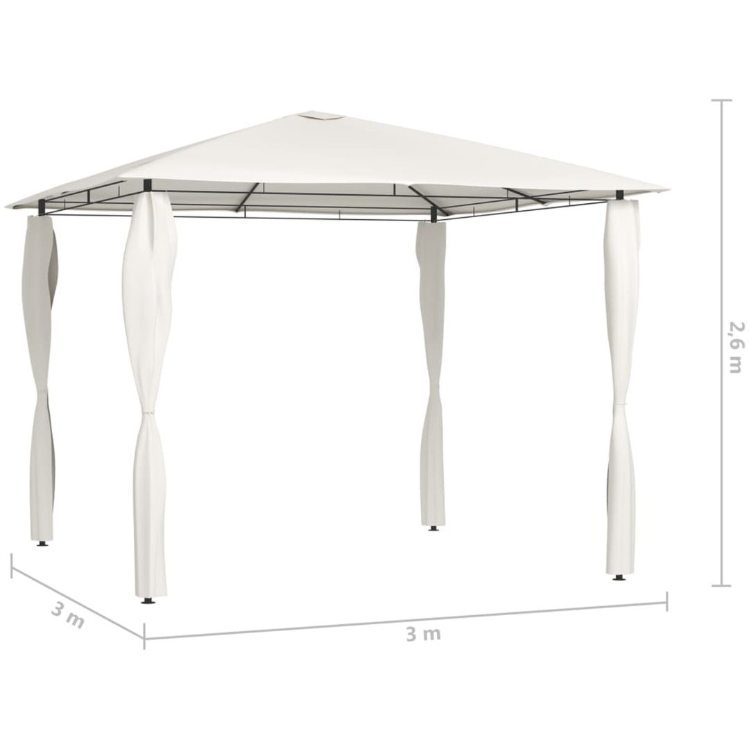 Paviljong med stolpar gräddvit 160 g/m² vidaXL 3 x 3 x 2.6 m – bild 4