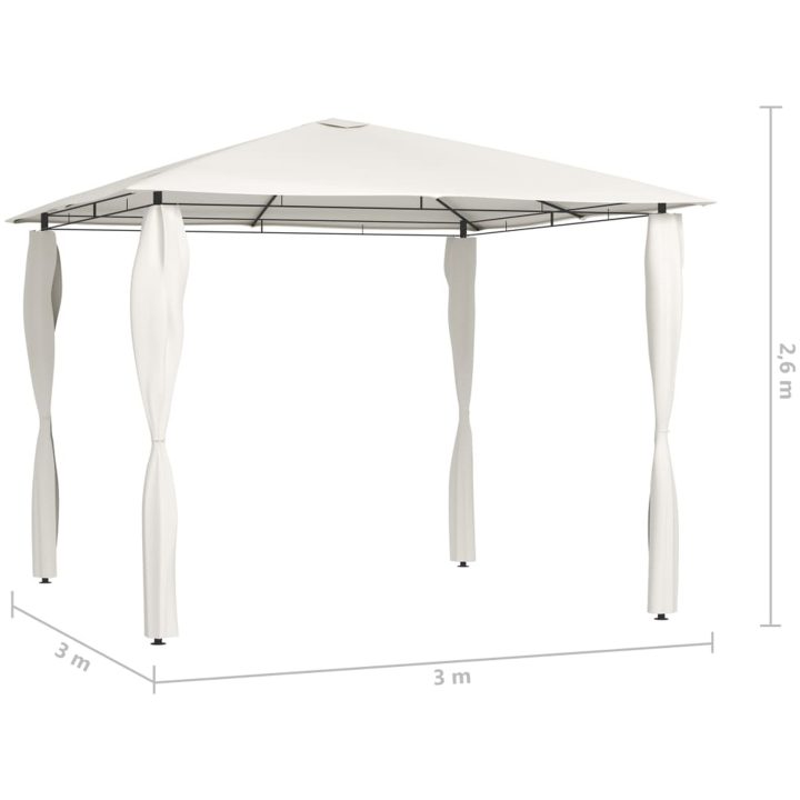 Paviljong med stolpar gräddvit 160 g/m² vidaXL 3 x 3 x 2.6 m – bild 4