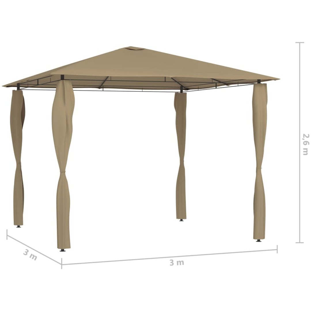 Paviljong med stolpar taupe 160 g/m² vidaXL 3 x 3 x 2.6 m – bild 4