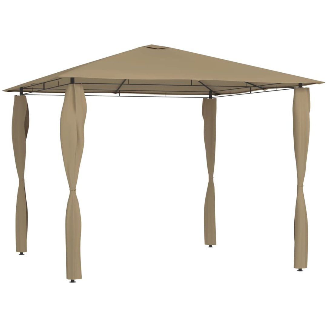 Paviljong med stolpar taupe 160 g/m² vidaXL 3 x 3 x 2.6 m